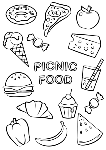 Picnic Food Coloring Page